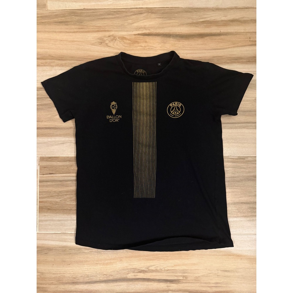 PSG Paris Saint-Germain Messi 30 Ballon d'Or 2022 T-Shirt Black Gold Mens Small